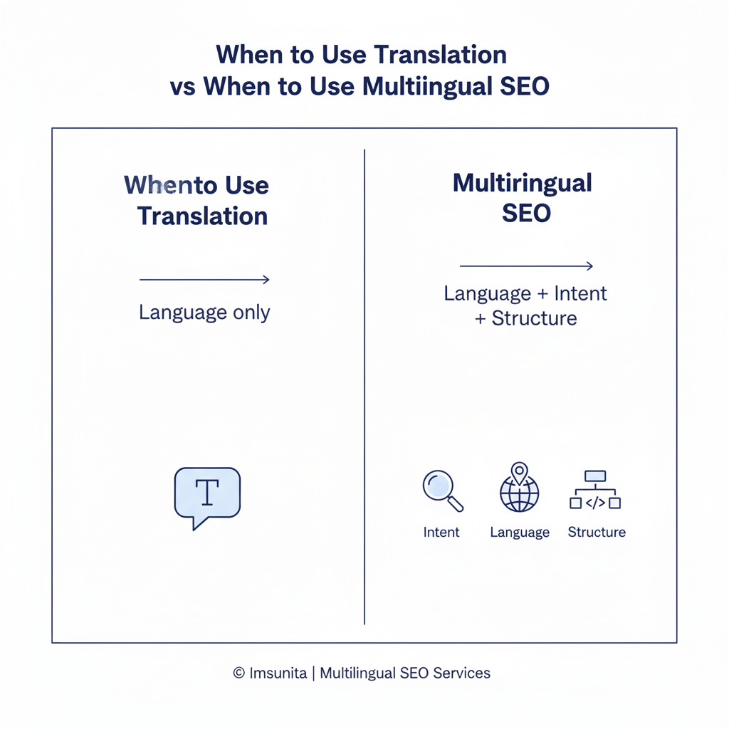When to Use Translation” vs “When to Use Multilingual SEO.
